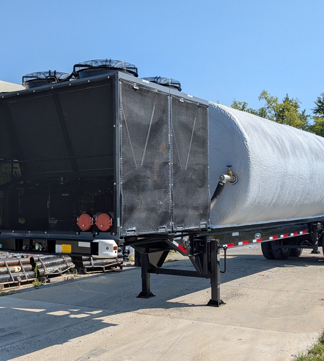 Portable chiller unit on a trailer, front view