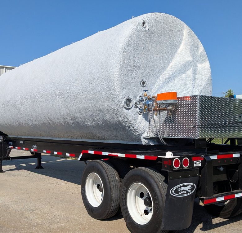 Portable chiller unit on a trailer, rear detail view